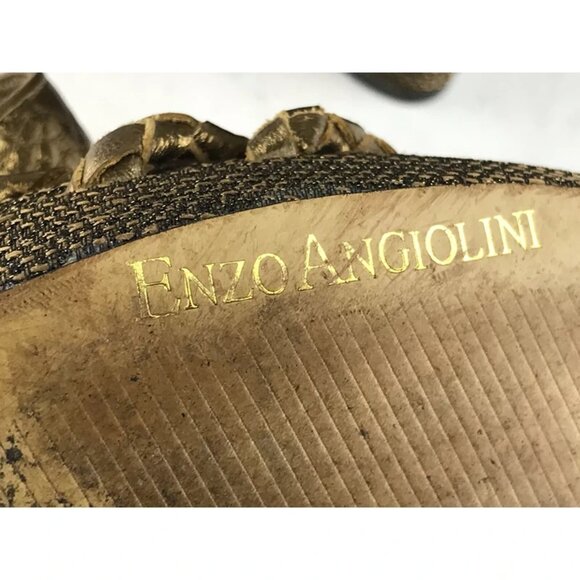 Enzo Angiolini Womens Gold Open Toe Adjustable Strap Wedge Slingback Sandal US 6 - Picture 10 of 10